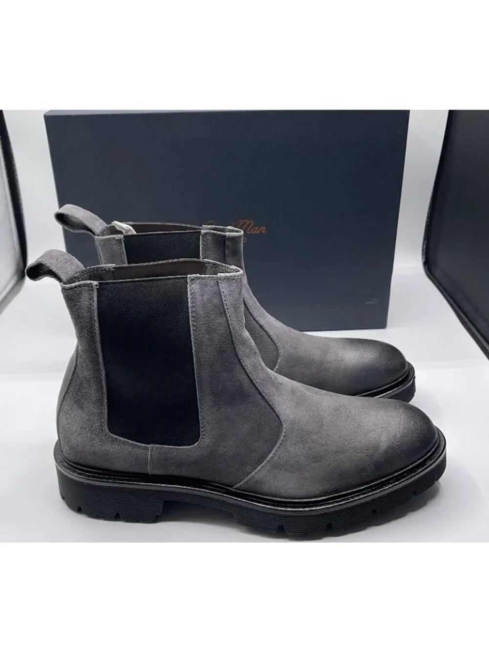 Good Man Brand Mens Size 9.5 Modern City Boot‎ Italian Gray Leather Suede $268